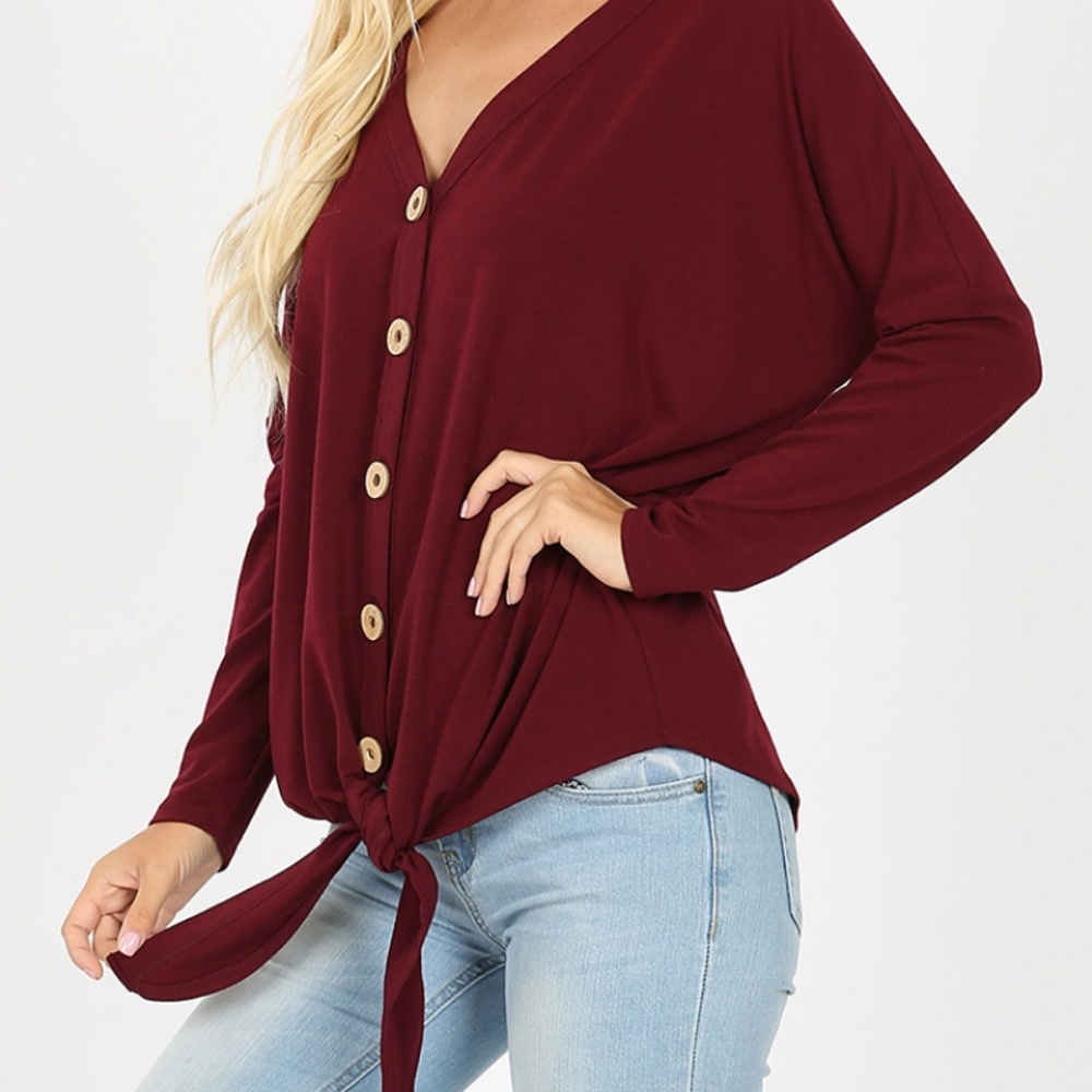 Charcoal Snake long sleeve tie waist top